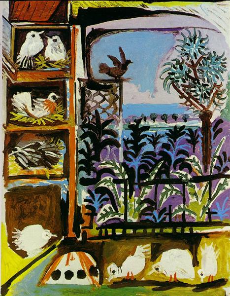 Pablo Picasso Paintings Studio Pigeons L'Atelier Les Pigeons